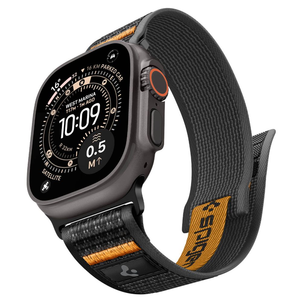 Spigen Athlex Air 2 rem til Apple Watch (44 / 45 / 46 / 49 mm) - sort og orange