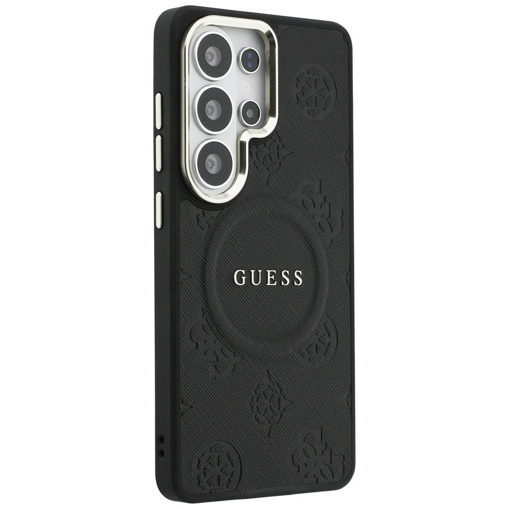 Guess Saffiano Peony Embossed Ring MagSafe Case til Samsung Galaxy S26 Ultra - sort