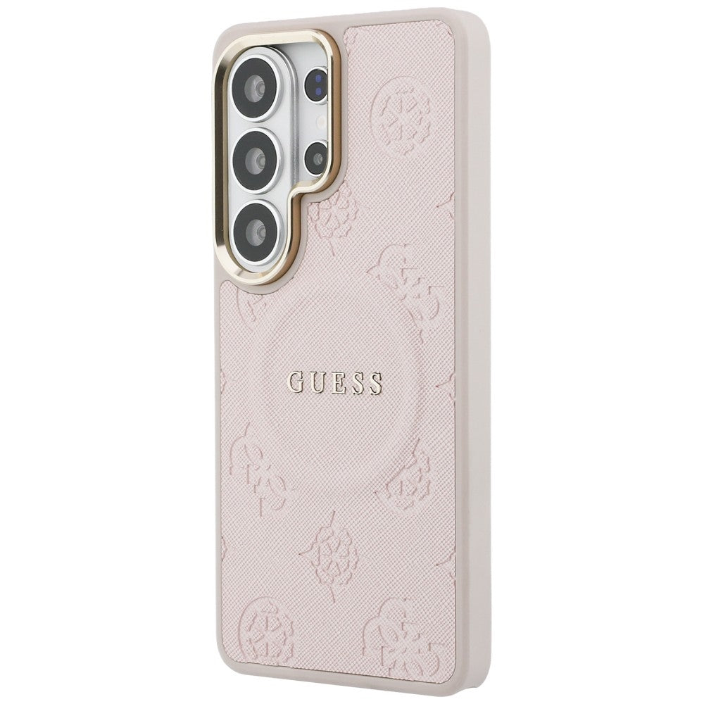 Guess Saffiano Peony Embossed Ring MagSafe Case til Samsung Galaxy S26 Ultra - Pink