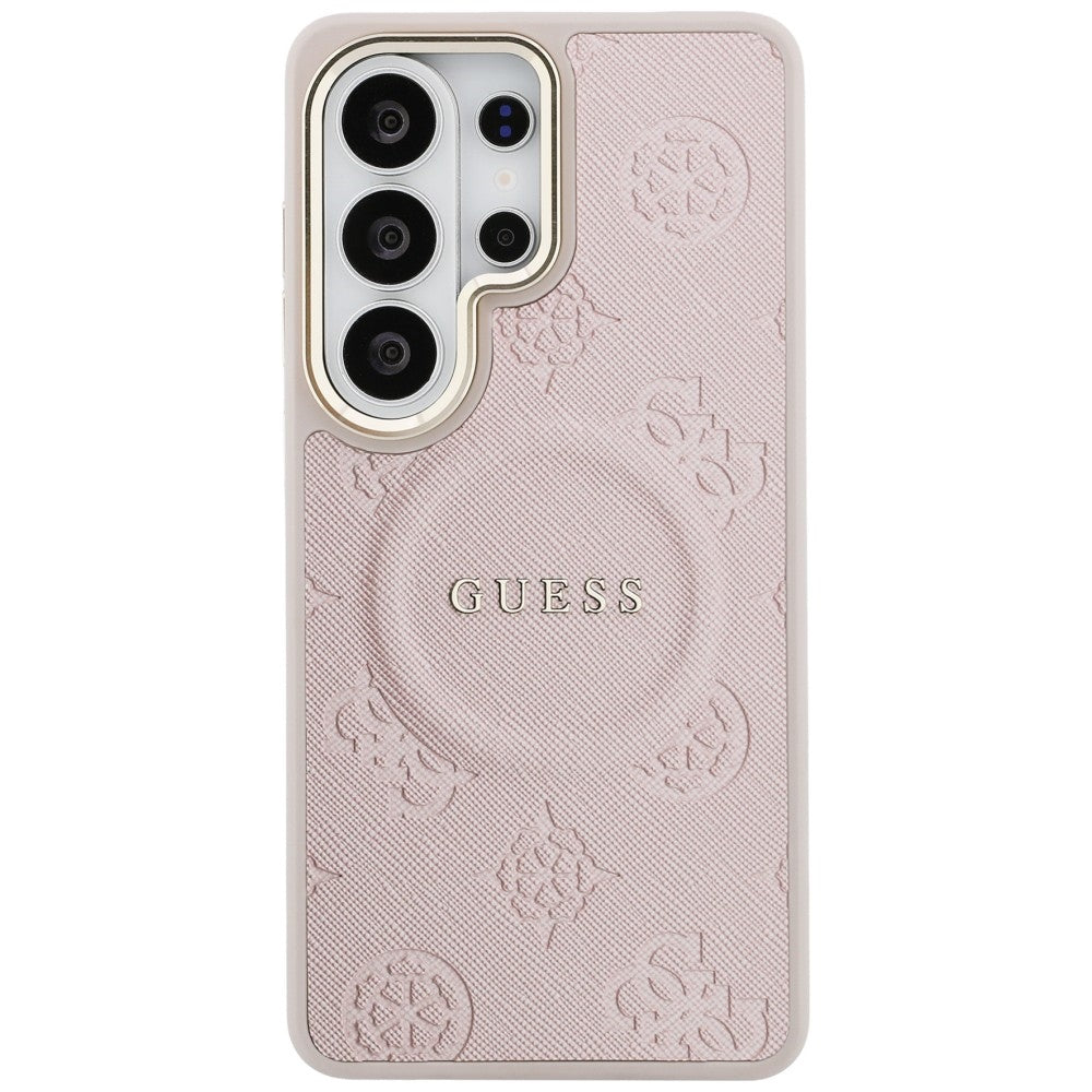 Guess Saffiano Peony Embossed Ring MagSafe Case til Samsung Galaxy S26 Ultra - Pink
