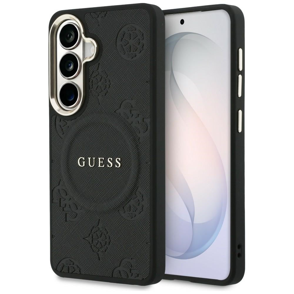 Guess Saffiano Peony Embossed Ring MagSafe-kasse til Samsung Galaxy S26+ - sort