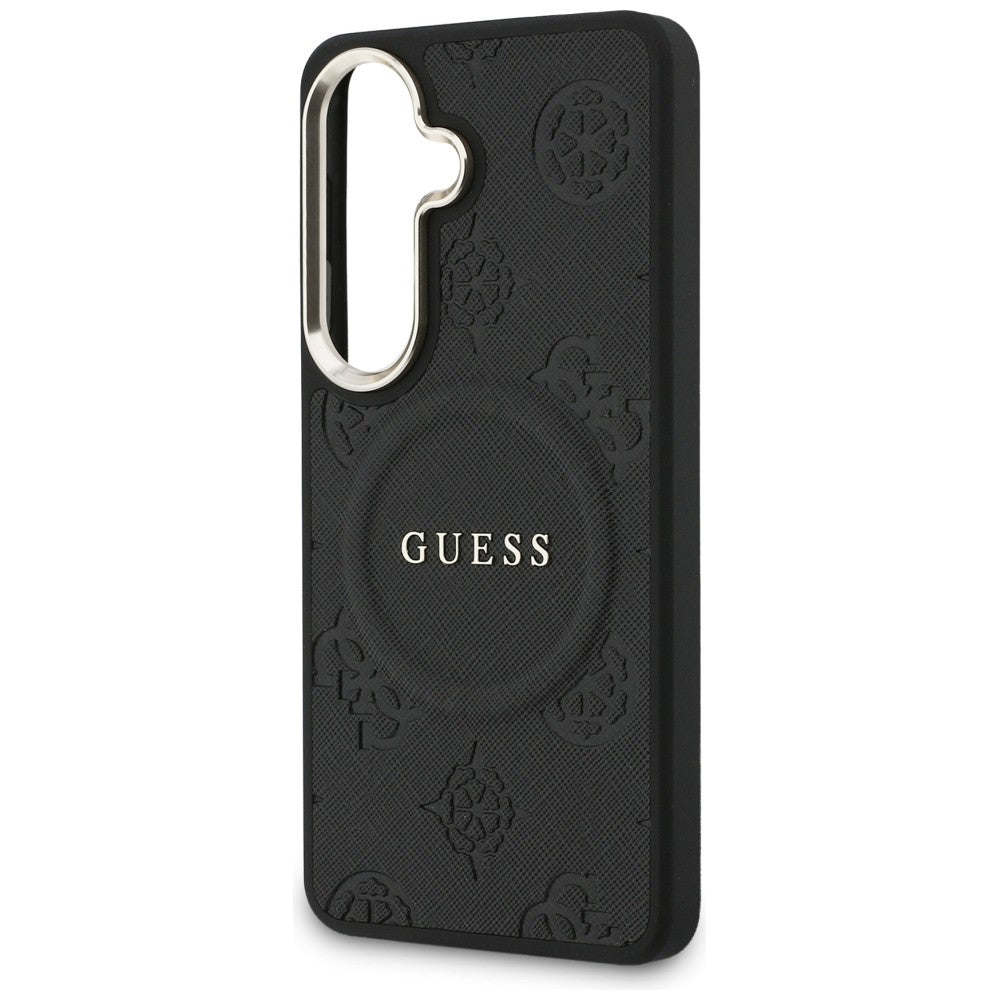 Guess Saffiano Peony Embossed Ring MagSafe-kasse til Samsung Galaxy S26+ - sort