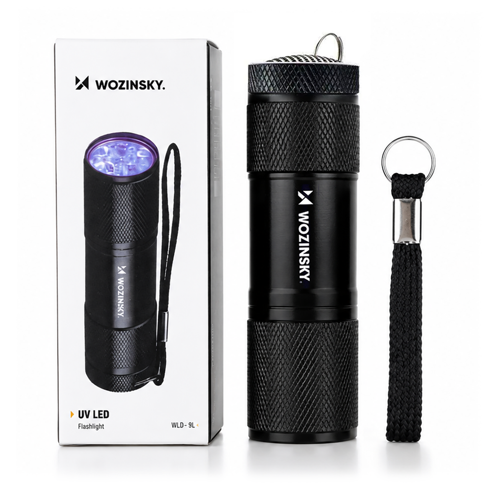 Wozinsky WLD-9L IP65 UV Flashlight for Trace Detection - Black