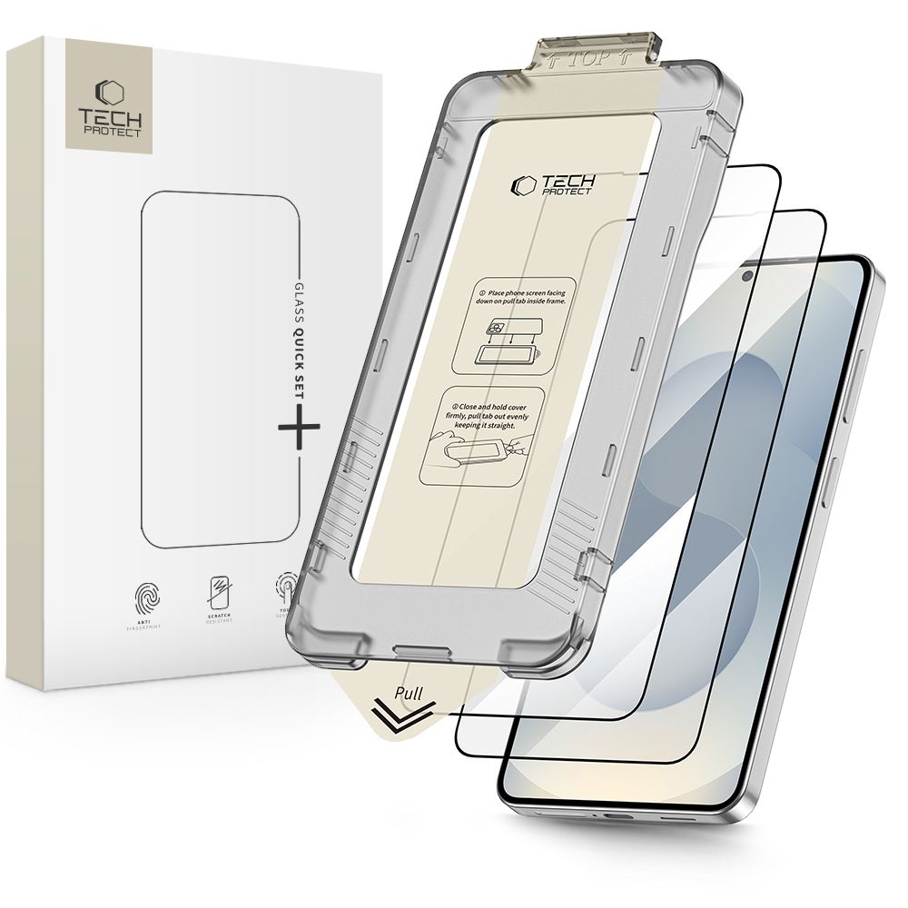 Tech-Protect Quick Set+ 2-pakke af hærdet glas til Samsung Galaxy S26+ - sort