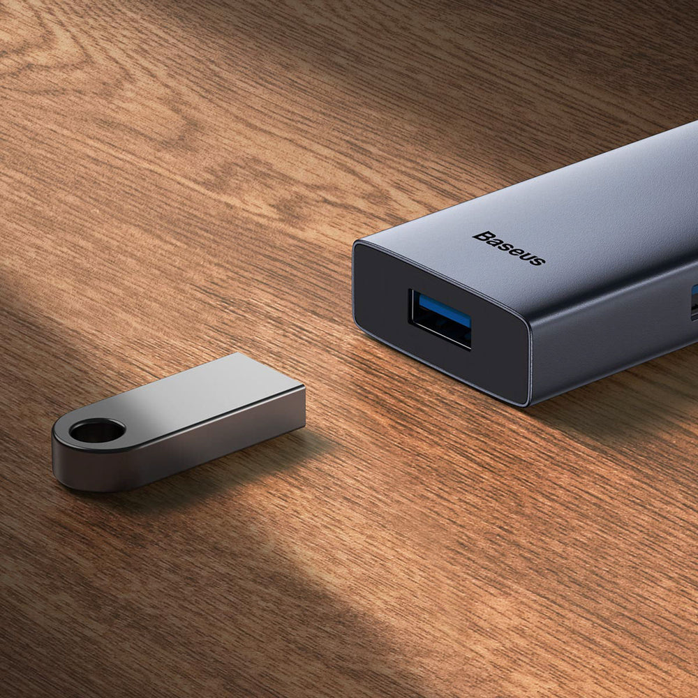 Baseus UltraJoy Series 5in1 USB-C HDMI 4K 4x USB-A 3.0 USB-hub - grå
