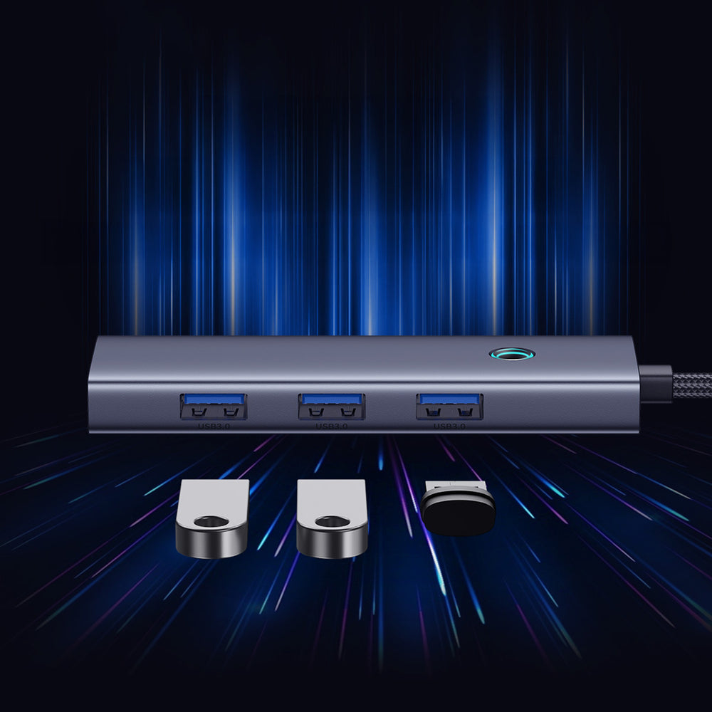 Baseus UltraJoy Series 5in1 USB-C HDMI 4K 4x USB-A 3.0 USB-hub - grå
