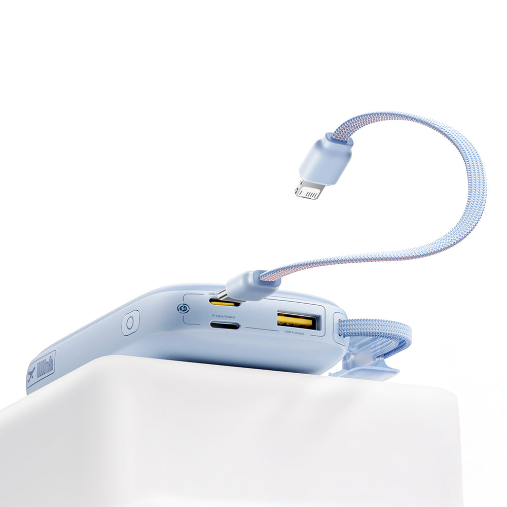 Baseus EnerFill FC21 Qpow 3 Ultra 10000mAh 45W Power Bank with Detachable USB-C/ Lightning Cable - Blue