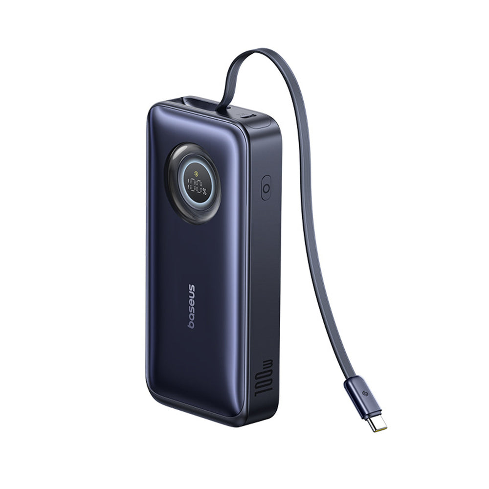 Baseus EnerCore CR11 20000mAh 100W Power Bank with Retractable USB-C Cable - Black