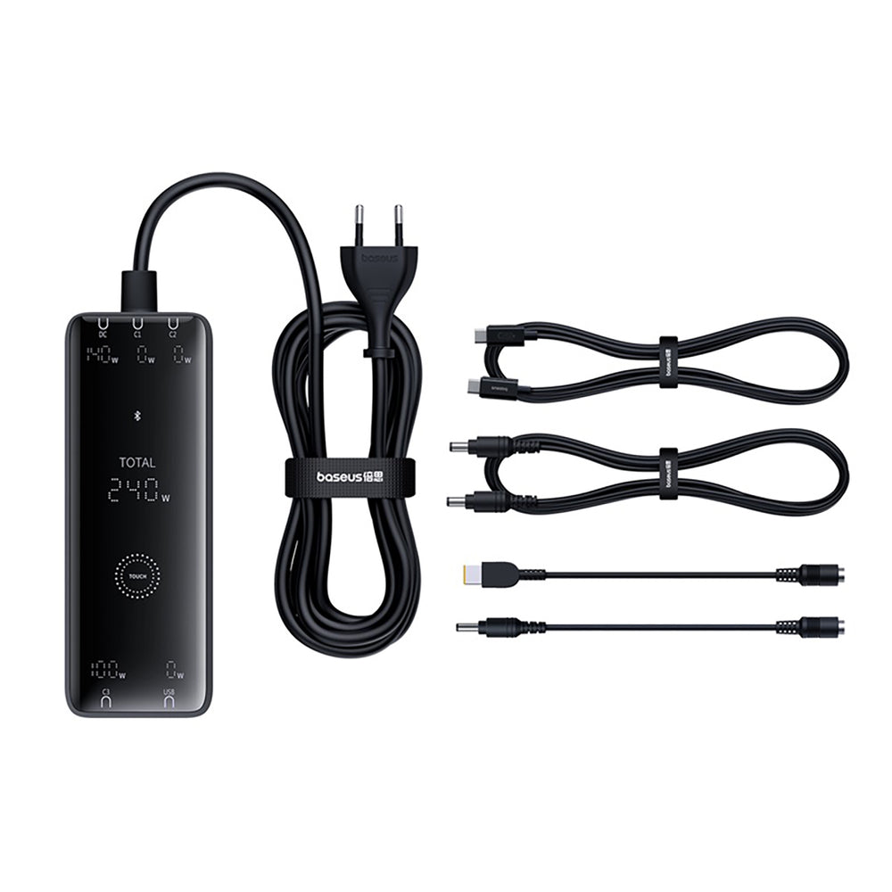 Baseus Digital GaN 3xUSB-C 1xUSB-A 240W Wall Charger with Power Cable - Black