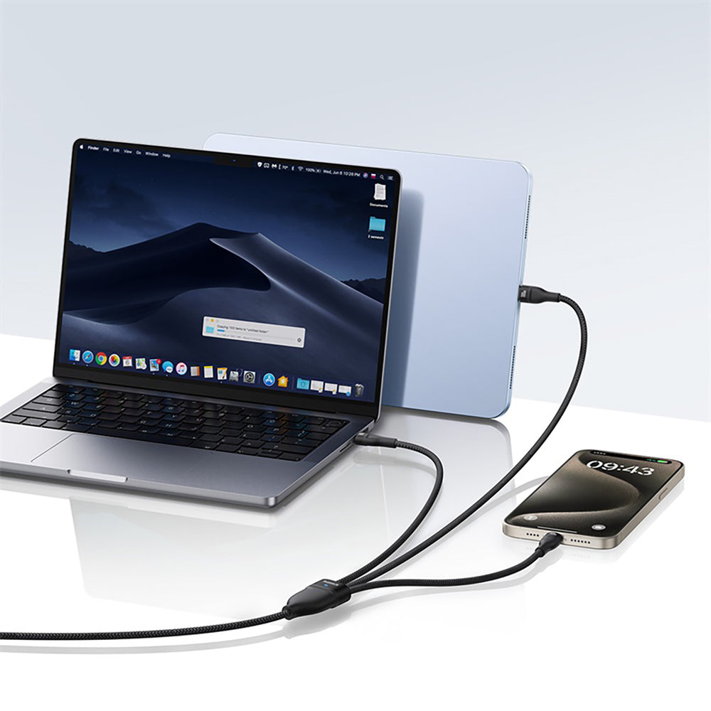 Baseus Flash Series 3 100W 3in1 USB-C Cable - 3xUSB-C 1.5m - Black