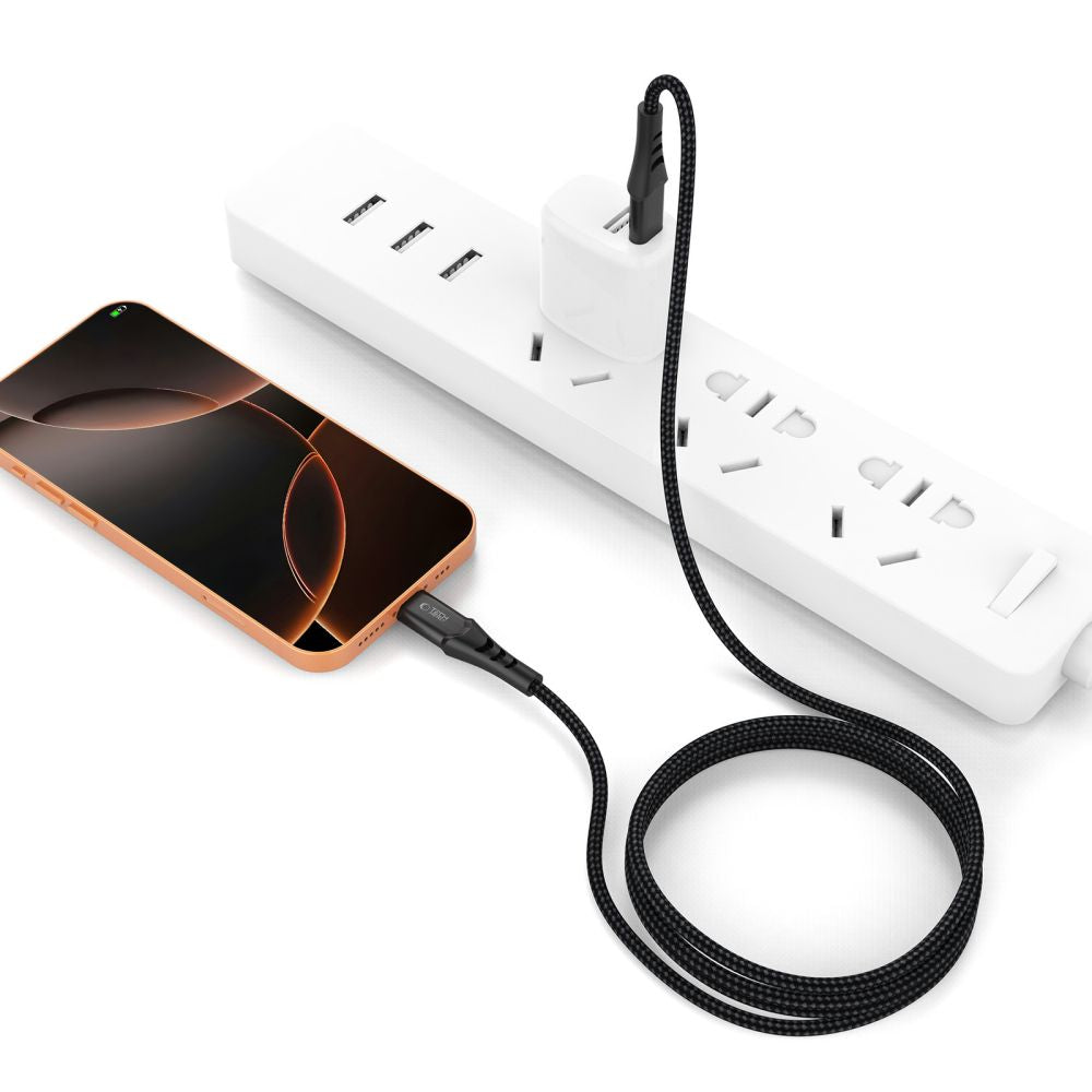 Tech-Protect Ultraboost UB11T USB-C / USB-C PD 100W / QC3.0 Kabel 200 cm - sort