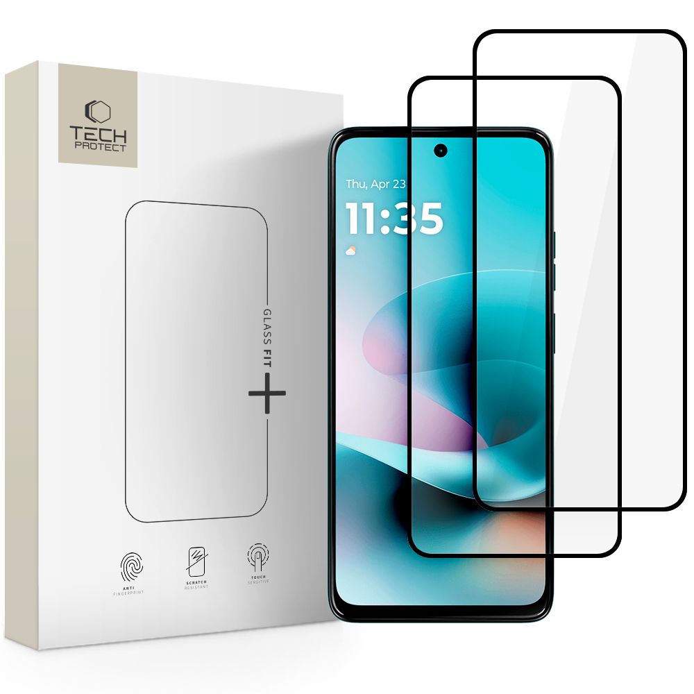 Tech-Protect Glass Fit+ 2-pakke af hærdet glas til Motorola Moto G57 / G57 Power / G67 Power - sort