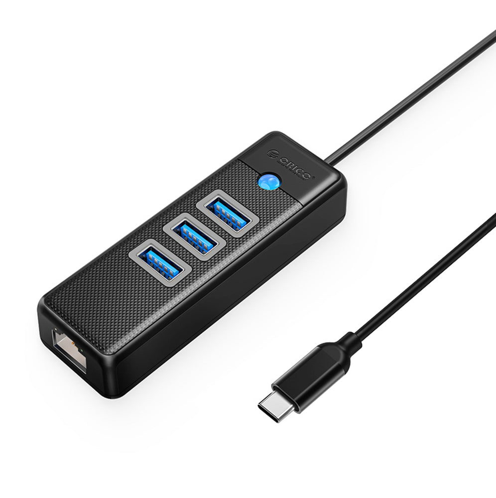 Orico PW3UR25-C3 USB Hub 4-Port 3x USB-A 3.0 1x RJ45 2.5G Ethernet 0.15m - Black
