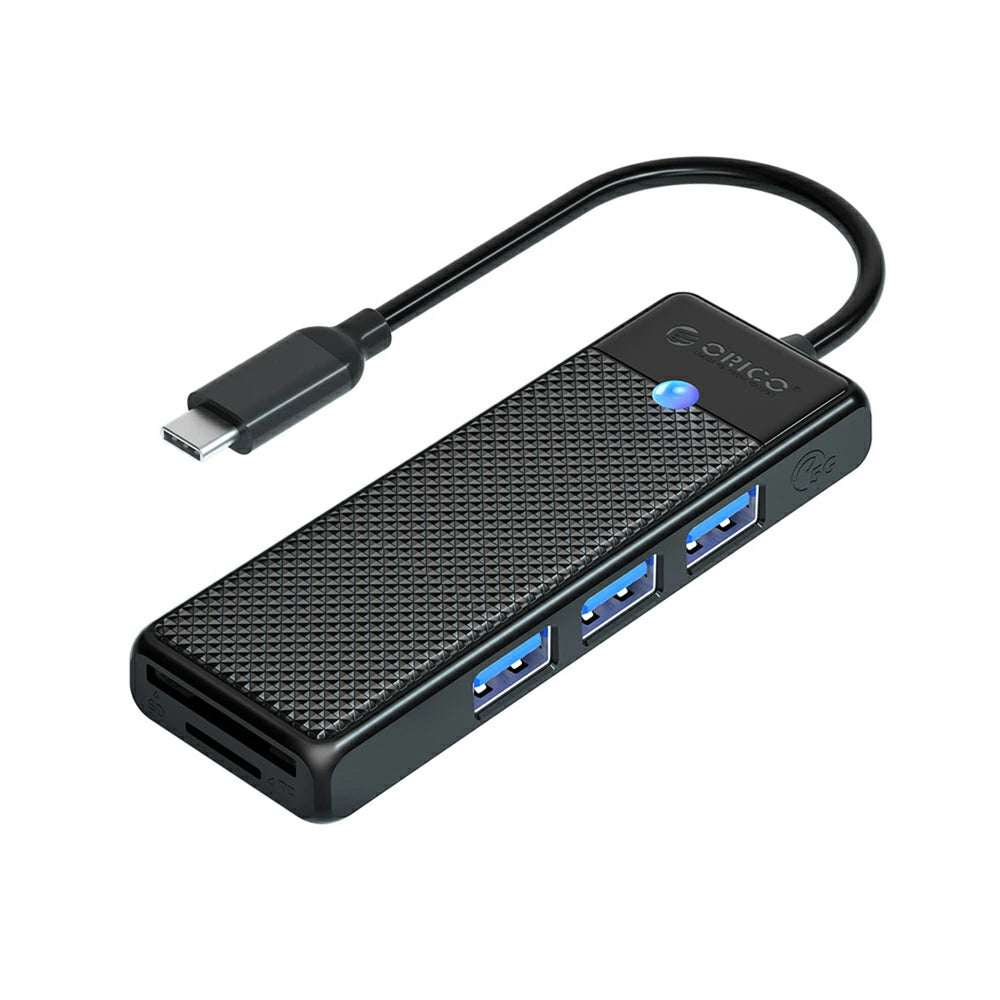 Orico PAPW3AT-C3 USB Hub 4-port 3x USB-A 3.0 with microSD/SD card reader 0.15 m - black