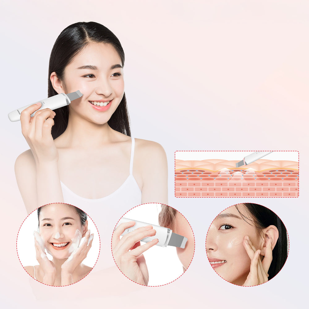 MAXGROOM M-169 ultrasonic cavitation peeling device with LED light therapy - white