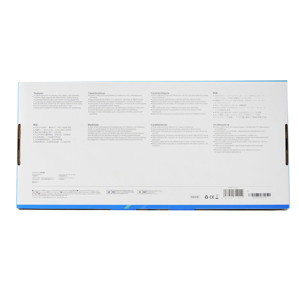 BOYA CastMic P60B studiomikrofon med arm, kablet USB XLR - sort