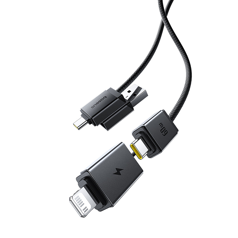 Baseus Versatile 60W USB-C - USB-C Cable with USB-A and Lightning Adapters 0.6 m - Black