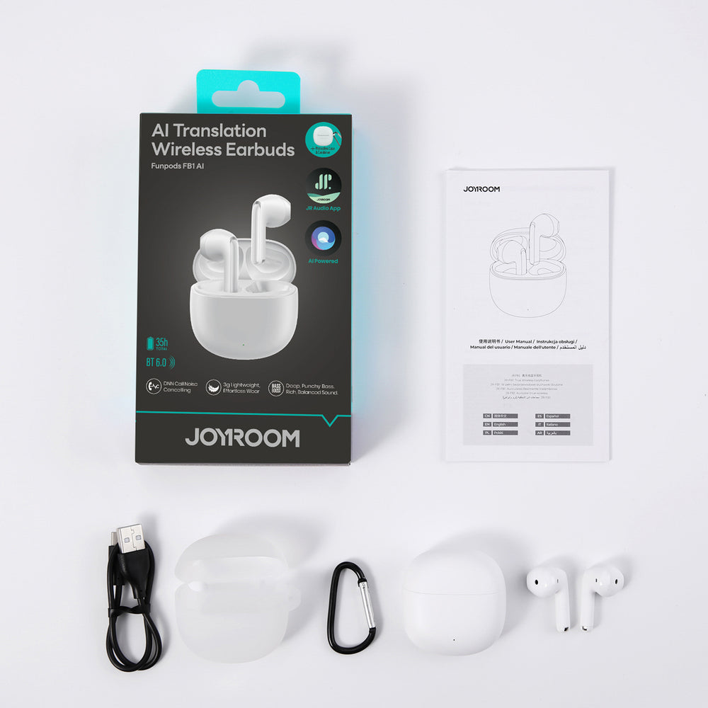 Joyroom JR-FB1 Funpods Bluetooth 6.0 In-Ear TWS Wireless Headphones with AI Functions - White