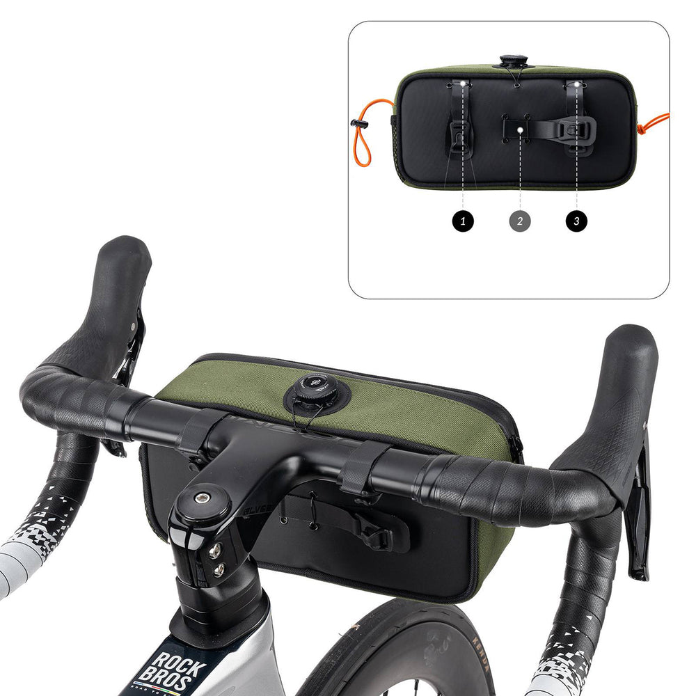 Rockbros TL001 ROAD TO SKY 1.9L Waterproof Handlebar Bike Bag - Green