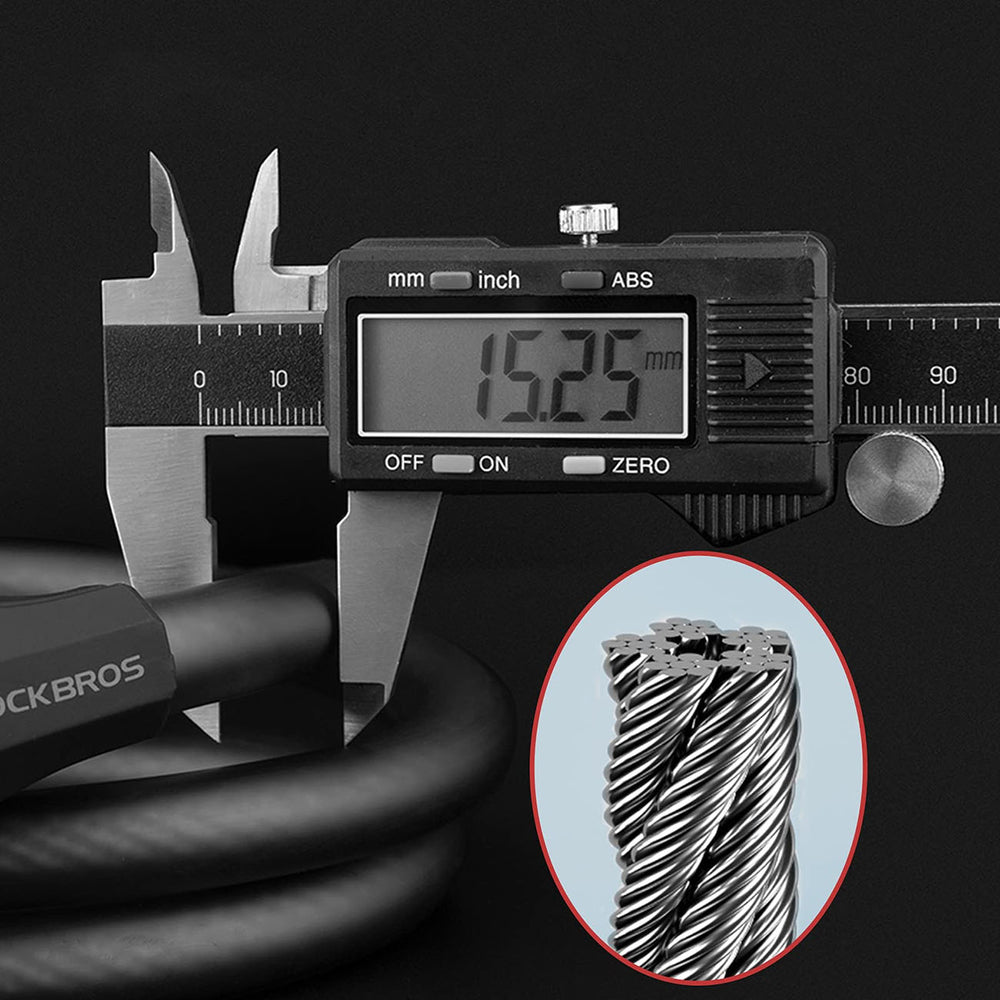 Rockbros RKS507 bicycle lock with 5-digit code, steel cable, 180 cm - black