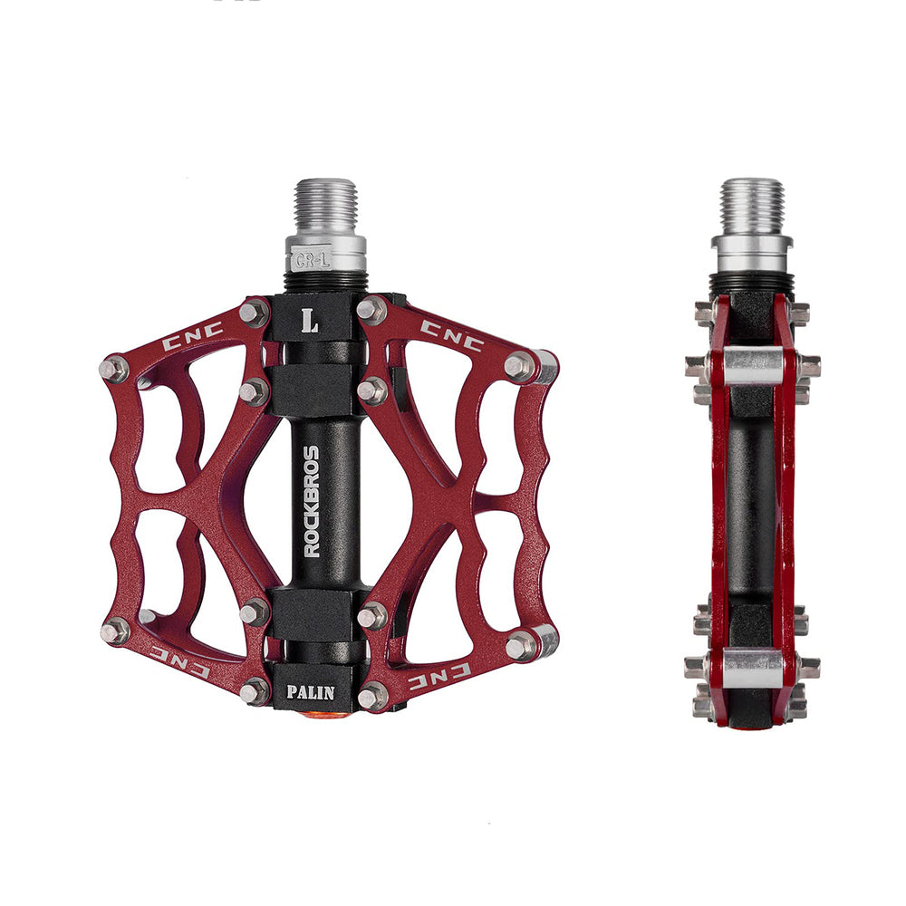 Rockbros JT201012LR 2010-12L Aluminum Platform Bicycle Pedals - Red