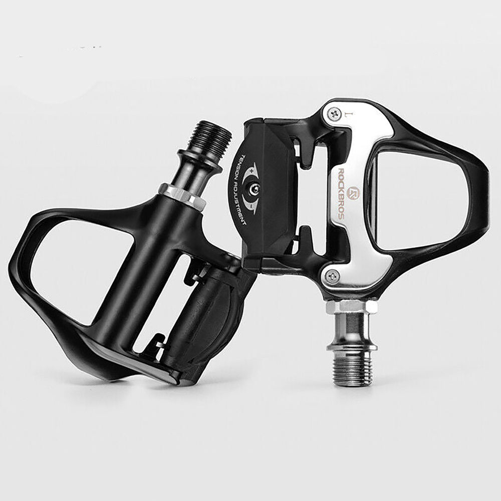 Rockbros LP-RD2BK Shimano SPD-SL Road Pedals med Gule Cleats - Sort og Sølv