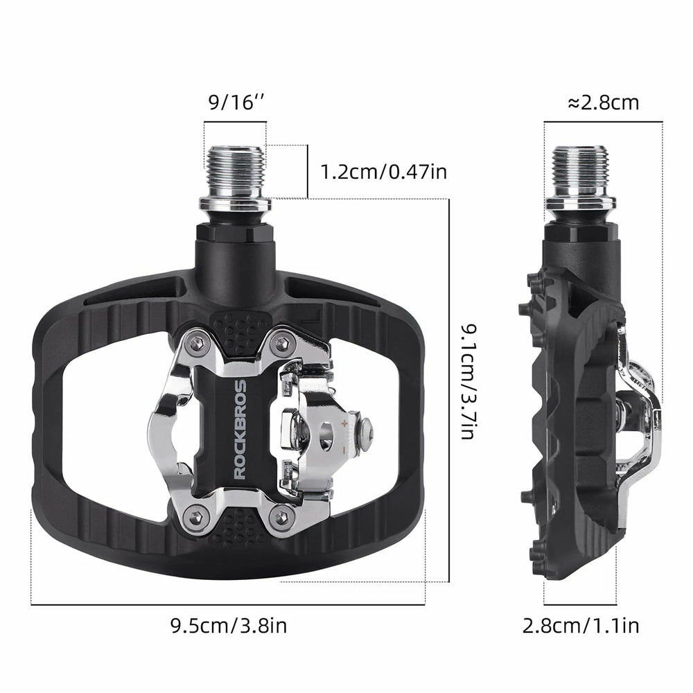 Rockbros PD303 Half-Lock Platform Bicycle Pedals - Black