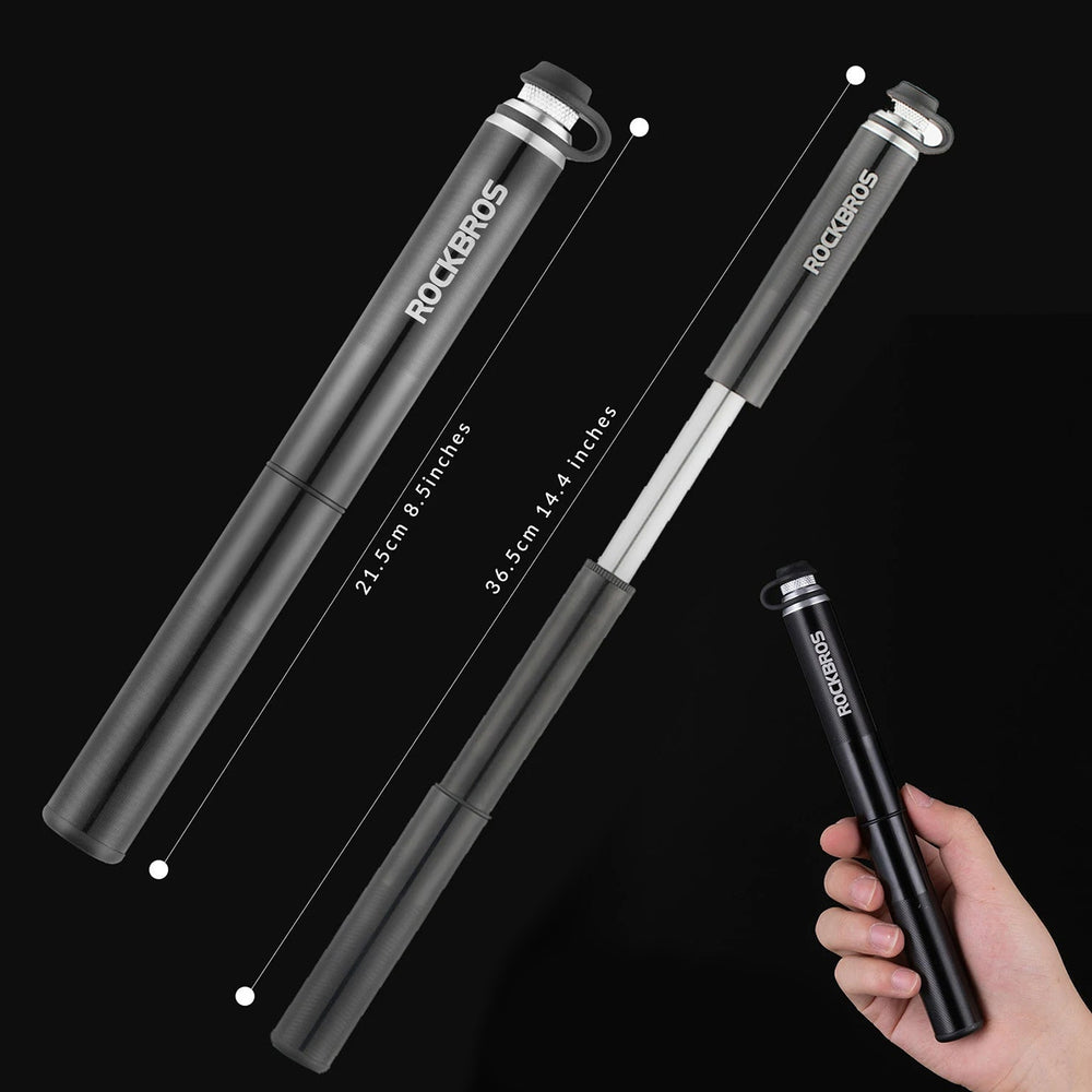 Rockbros JG-PB-004 lightweight bicycle pump with pressure gauge - black