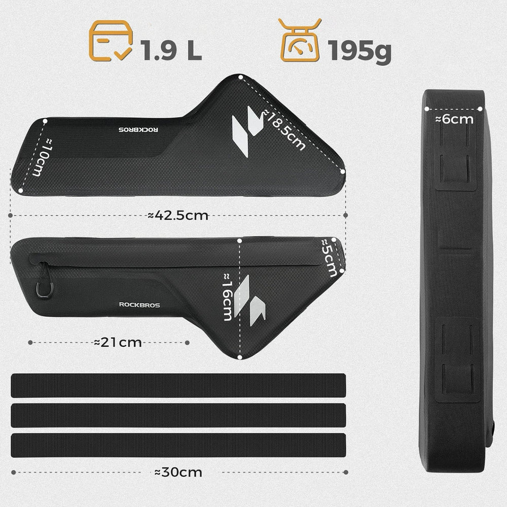 Rockbros AS-152 Down Tube Bike Bag Waterproof 1.9L - Black