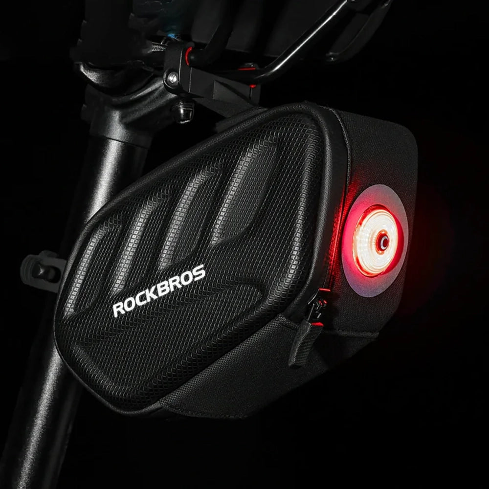 Rockbros C61 Bike Saddle Bag with Smart Rear Light 0.45L - Black