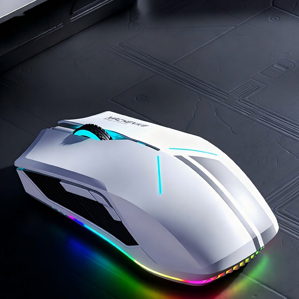 Machenike M721 trådløs spilmus 10000 DPI med RGB baggrundsbelysning - hvid