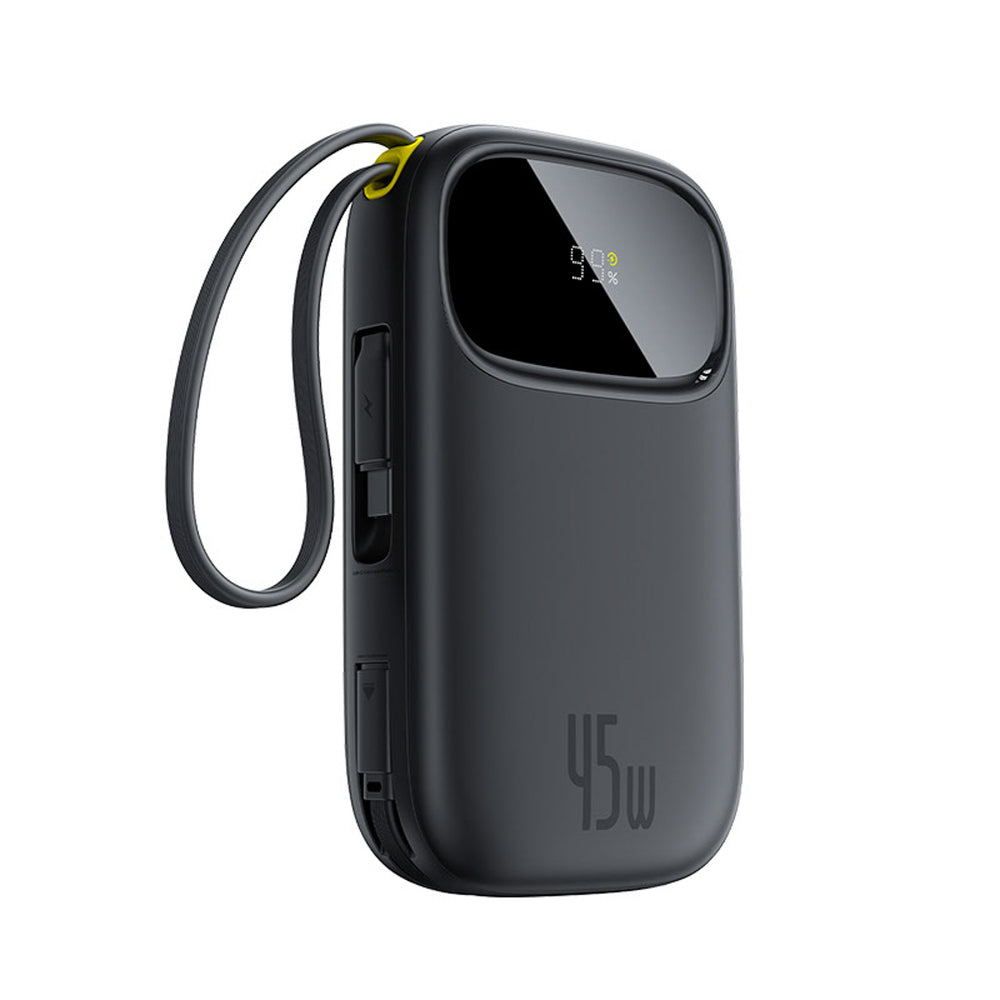 Baseus EnerFill FC31 QPow3 10000mAh 45W Power Bank with Digital Display with 2 Built-in USB-C Cables - Black