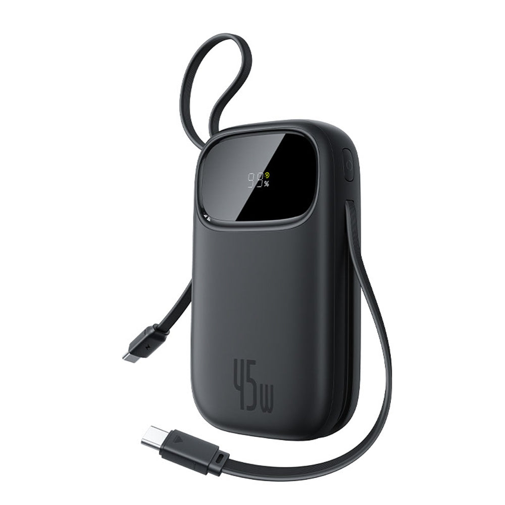 Baseus EnerFill FC31 QPow3 10000mAh 45W Power Bank with Digital Display with 2 Built-in USB-C Cables - Black
