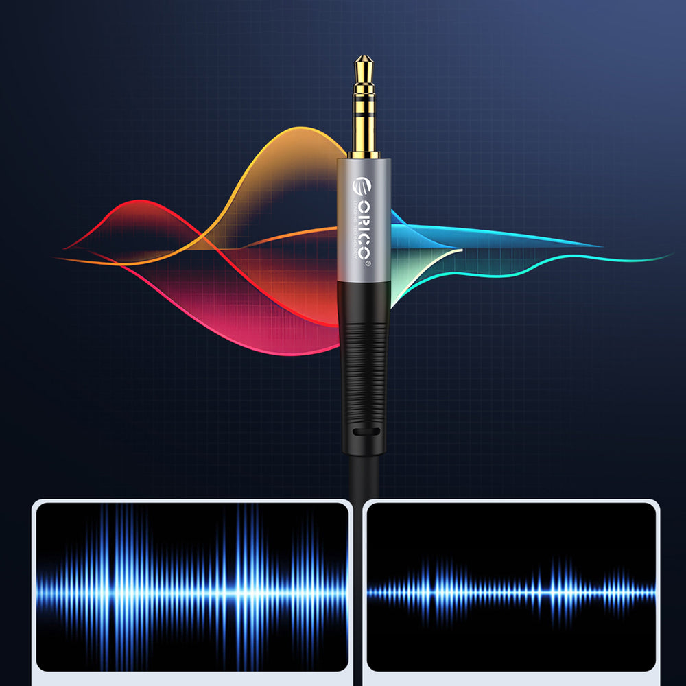 Orico AXW Mini Jack 3.5mm Male to Male Angled Audio Cable 5m - Black