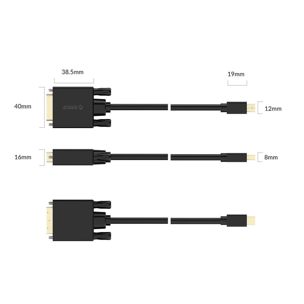 Orico XD-MDTD Mini DisplayPort to DVI Full HD 60 Hz Cable 3 m - Black