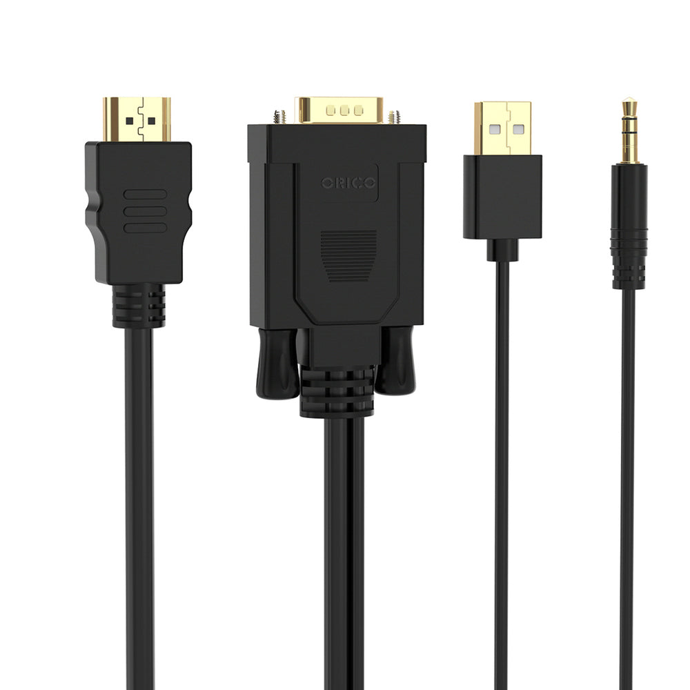 Orico XD-VATH VGA and mini jack 3.5 mm to HDMI Full HD 60 Hz cable with USB power 5 m - black