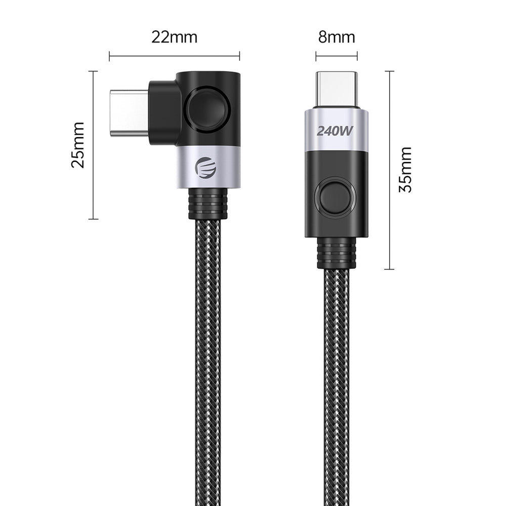 Orico CW240 USB-C to USB-C PD 240W 20Gb/s 0.5m Angled Cable - Black