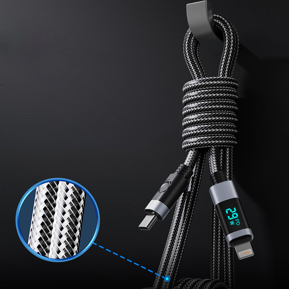 Orico LDC2L USB-C to Lightning PD Cable 29W with LED Display 480Mbps 1.5m - Black