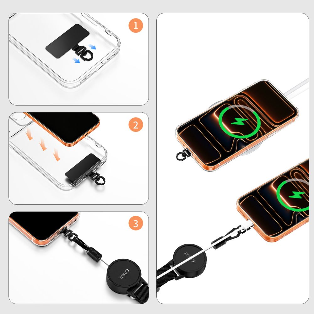 Tech-Protect UrbanLoop Anti-Theft Phone Holder with Retractable Lanyard - Black
