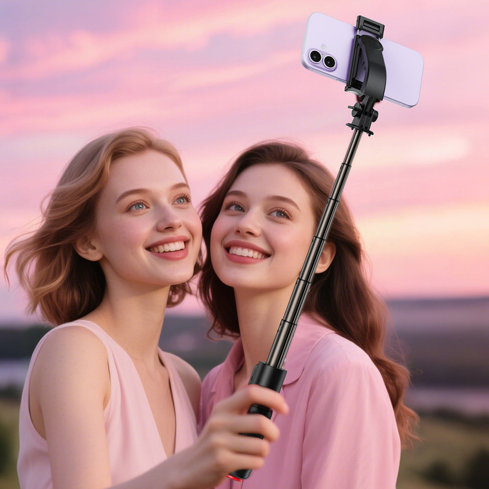 Acefast E42 Selfie Stick with Automatic Tripod and Bluetooth Remote Control 63 cm - Black