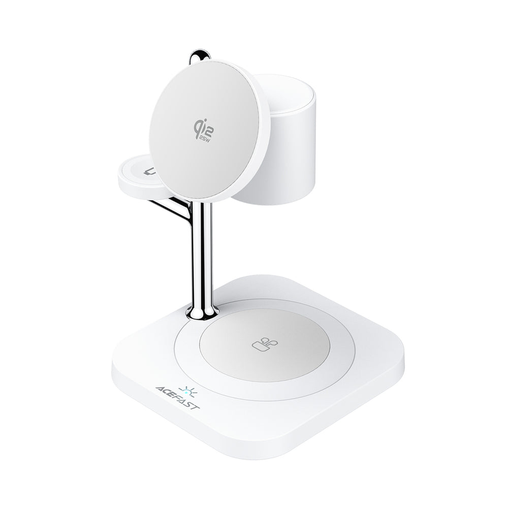 Acefast E39 Qi2.2 25W 4-in-1 Wireless Desk Charger for Phone, Watch, and Headphones with Night Light - White