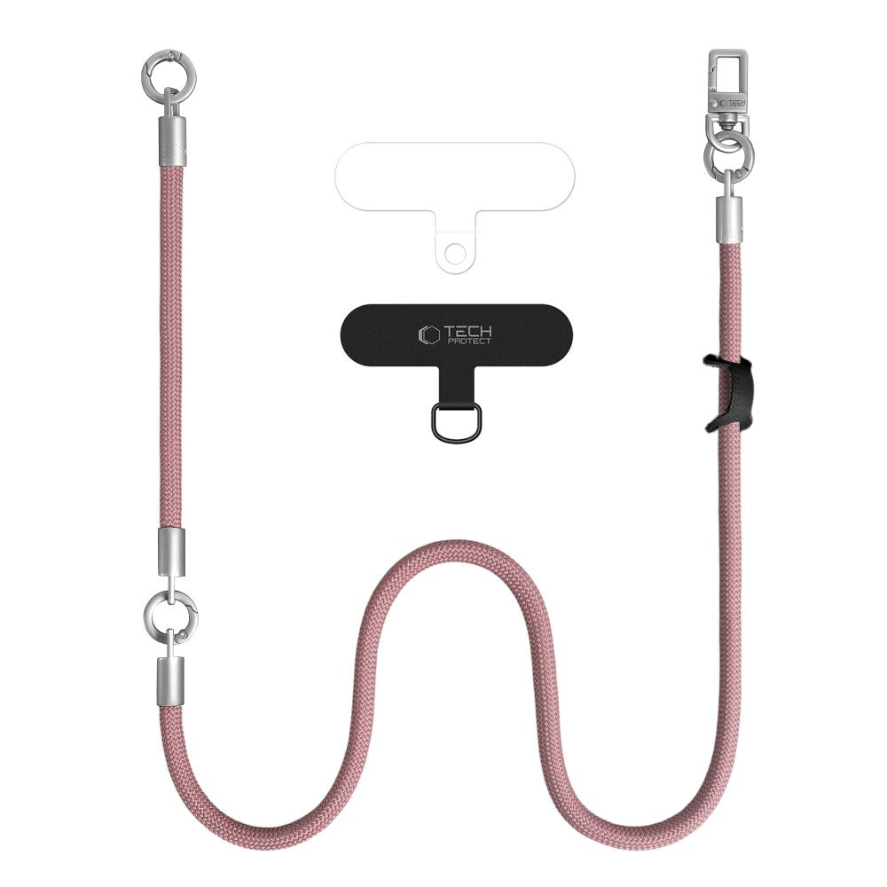 Tech-Protect C10S Crossbody Phone Lanyard (114 cm) + Wrist Strap (31 cm) - Pink Titanium