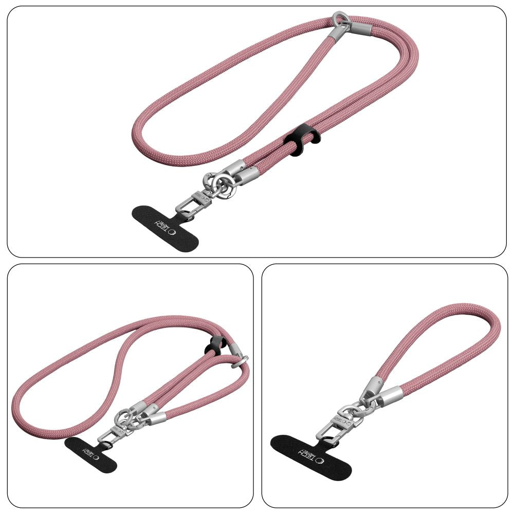 Tech-Protect C10S Crossbody Phone Lanyard (114 cm) + Wrist Strap (31 cm) - Pink Titanium