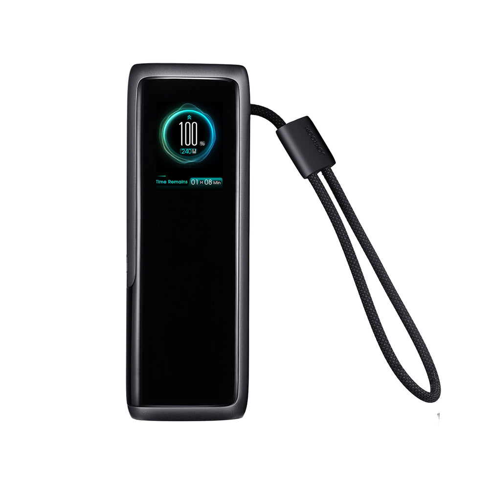 Joyroom PODIX PR70 25000mAh Power Bank op til 240W med to indbyggede USB-C kabler og to TFT skærme - Grå