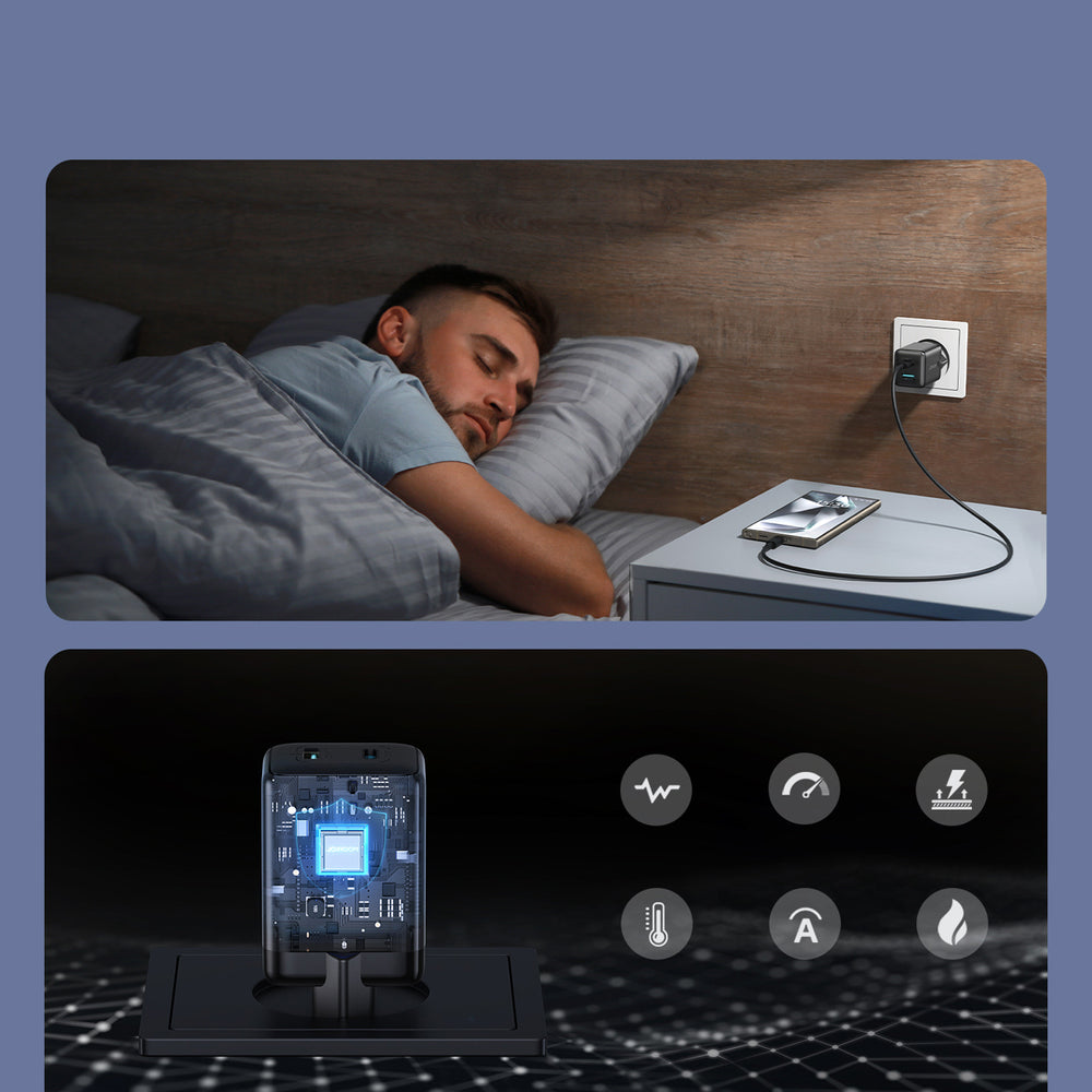 Joyroom JR-TG8 GaN 45W USB-C + USB-A Wall Charger - Black