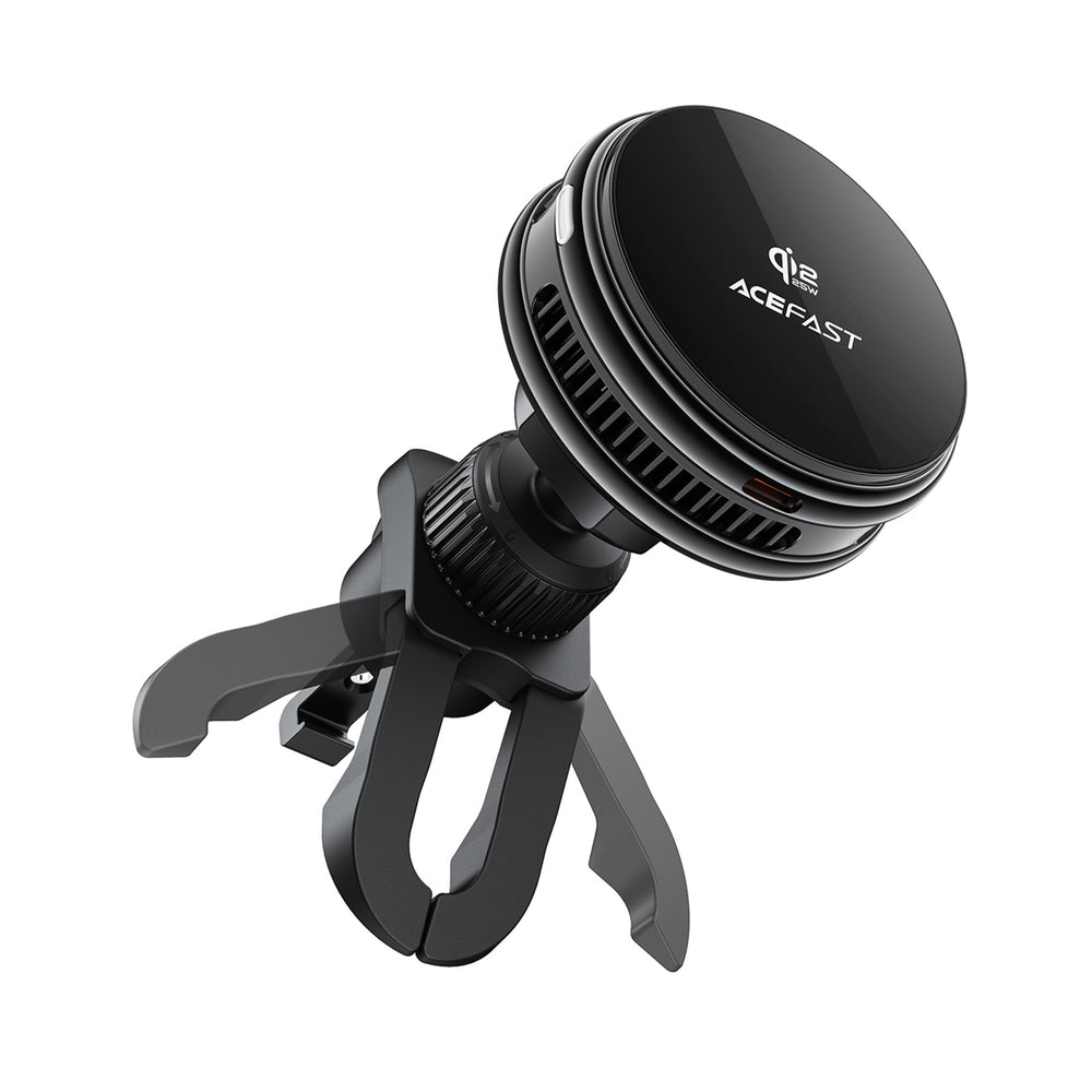 Acefast D66 Magnetic Car Air Vent Mount med Qi2 25W trådløs opladning og køling - sort
