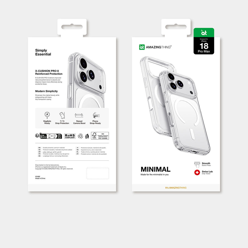 AmazingThing Minimal Mag Drop Proof Case 3 Linser til iPhone 18 Pro Max med Lanyard Mount og MagSafe Kompatibel - Klar