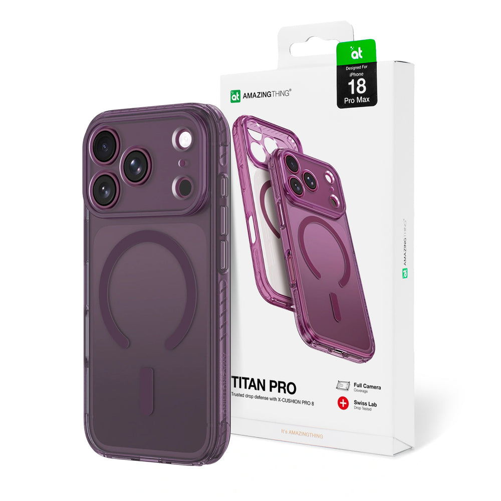 AmazingThing Titan Pro Lens Case til iPhone 18 Pro Max med kameraomslag og Lanyard Mount, Kompatibel med MagSafe - Purple