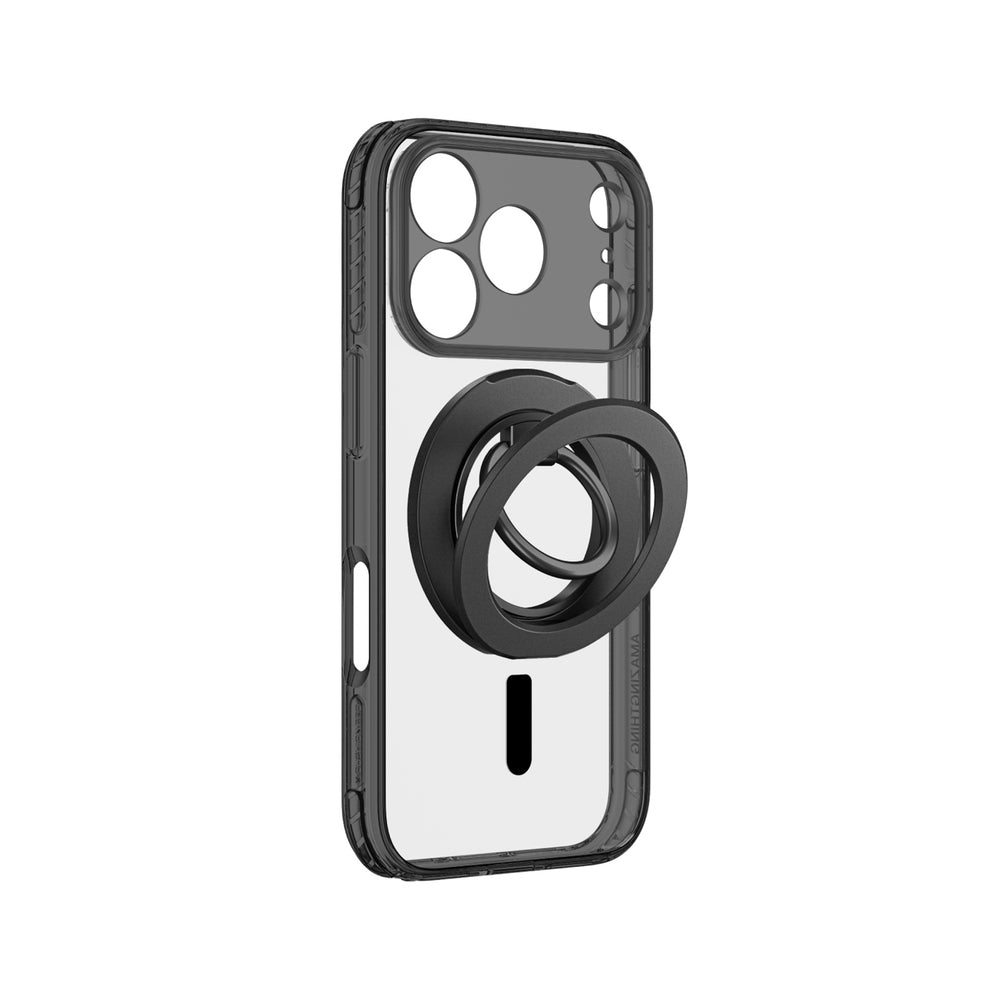 AmazingThing Titan Pro Lens Ring Set Case til iPhone 18 Pro med kameraomslag og magnetisk ring kompatibel med MagSafe - sort