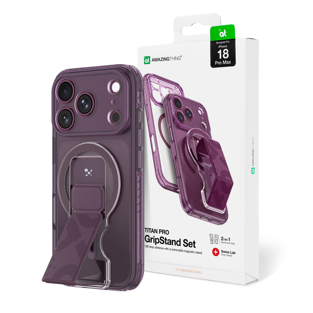 AmazingThing Titan Pro Lens Stand Set til iPhone 18 Pro Max med magnetisk holder og stand, kompatibel med MagSafe - Purple